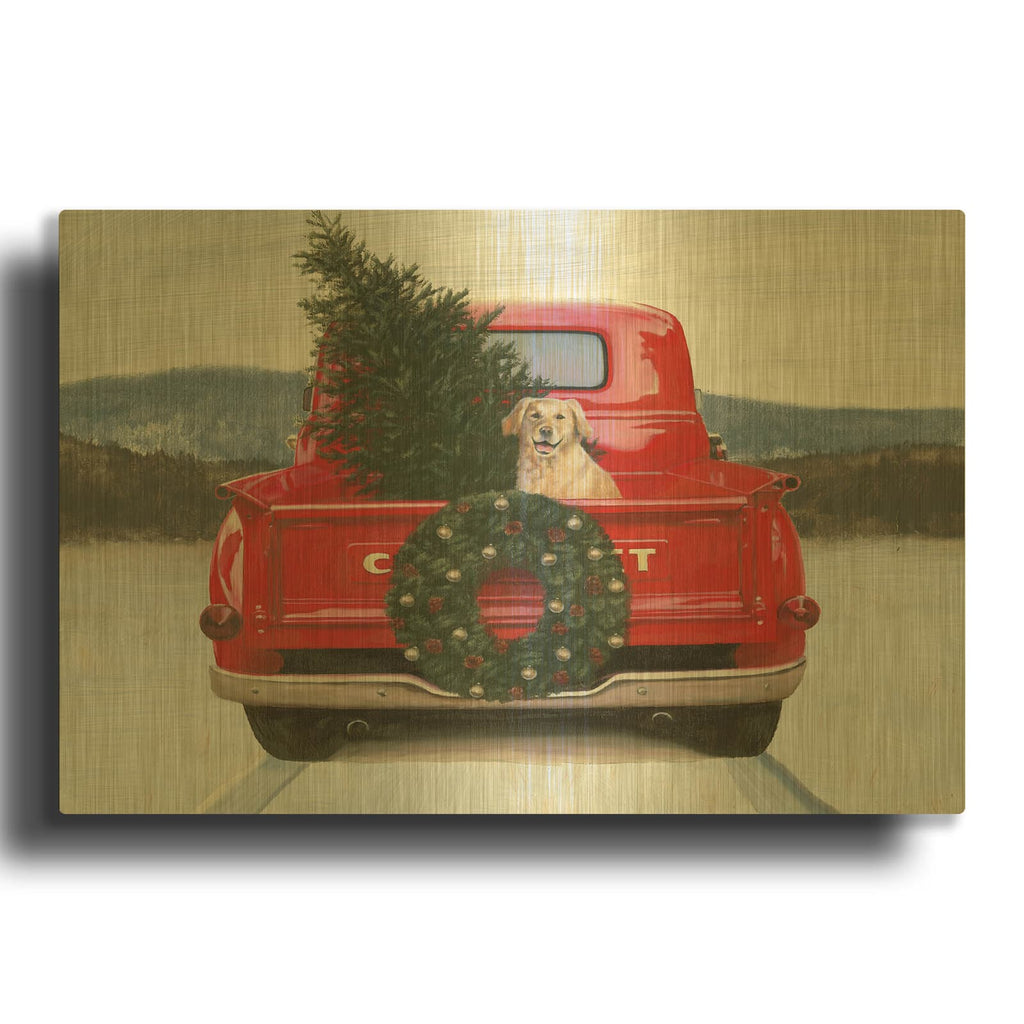 'Christmas In The Heartland 4 No Bow' By James Wiens Gold Metal Wall Art
