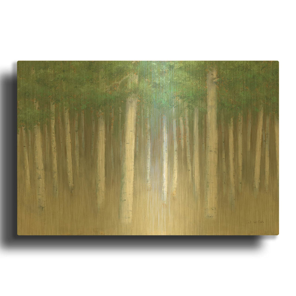 'Green Forest Hues 1' By James Wiens Gold Metal Wall Art