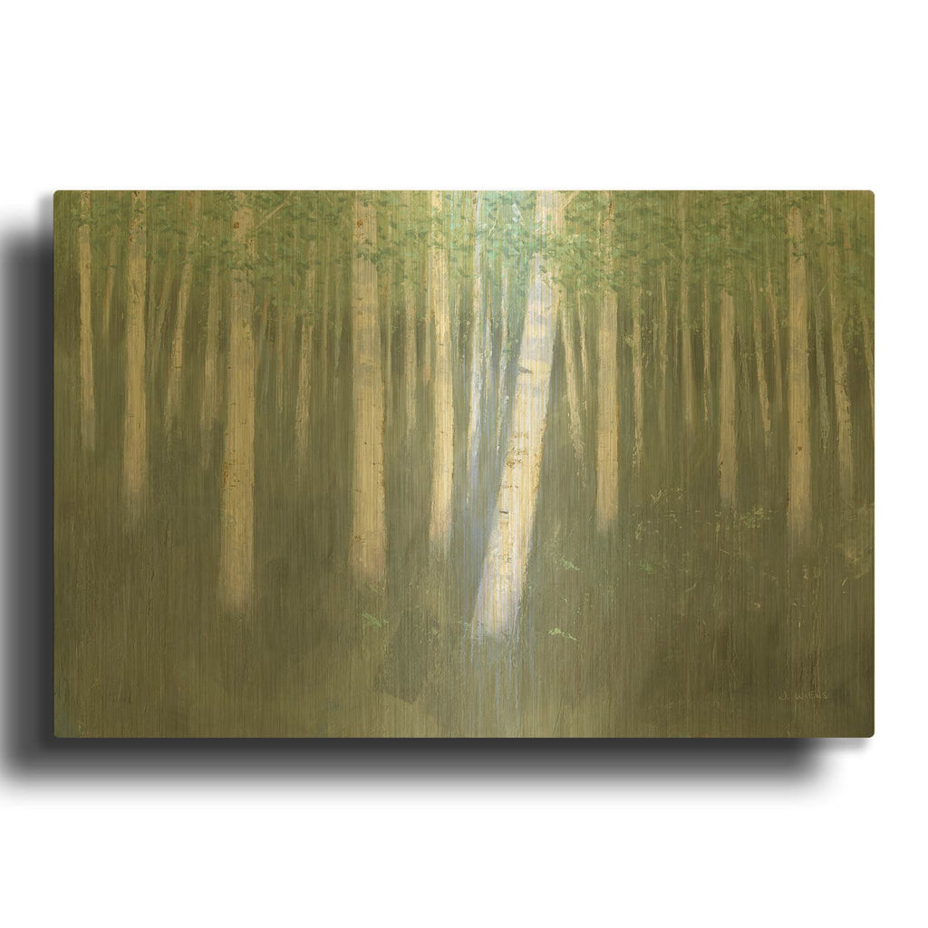 'Green Forest Hues 2' By James Wiens Gold Metal Wall Art