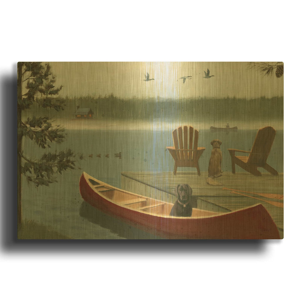 'Lodge Trail No Wood' By James Wiens Gold Metal Wall Art