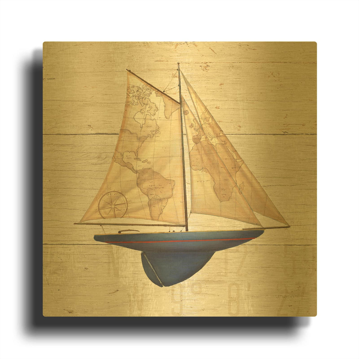 'Nautique 1' By James Wiens Gold Metal Wall Art
