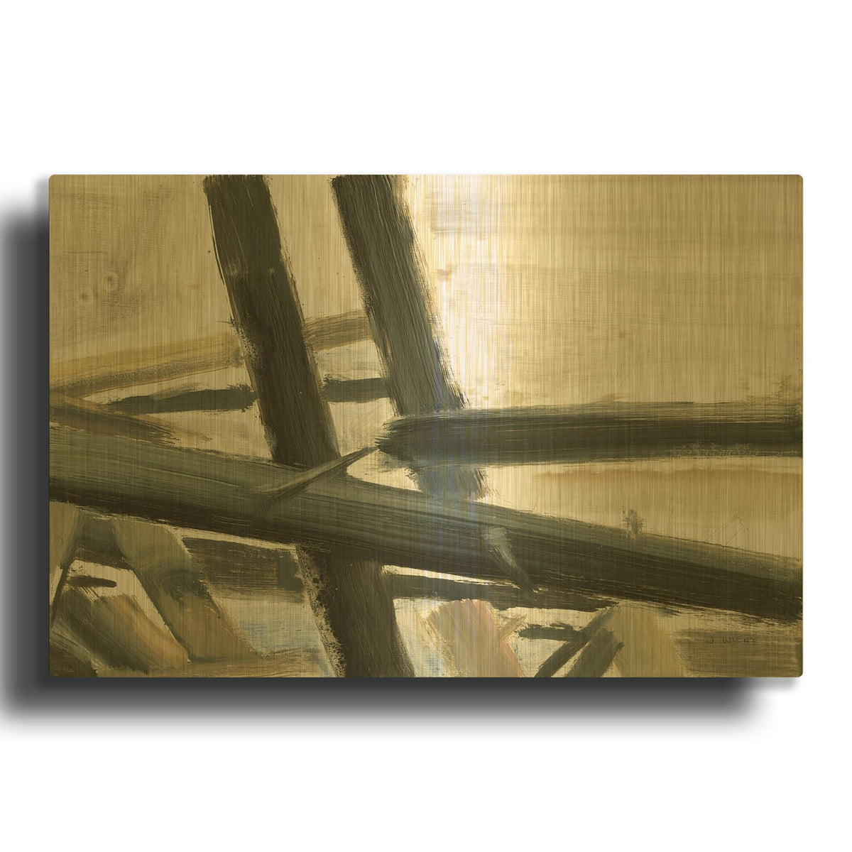 'Neutral Abstract' By James Wiens Gold Metal Wall Art