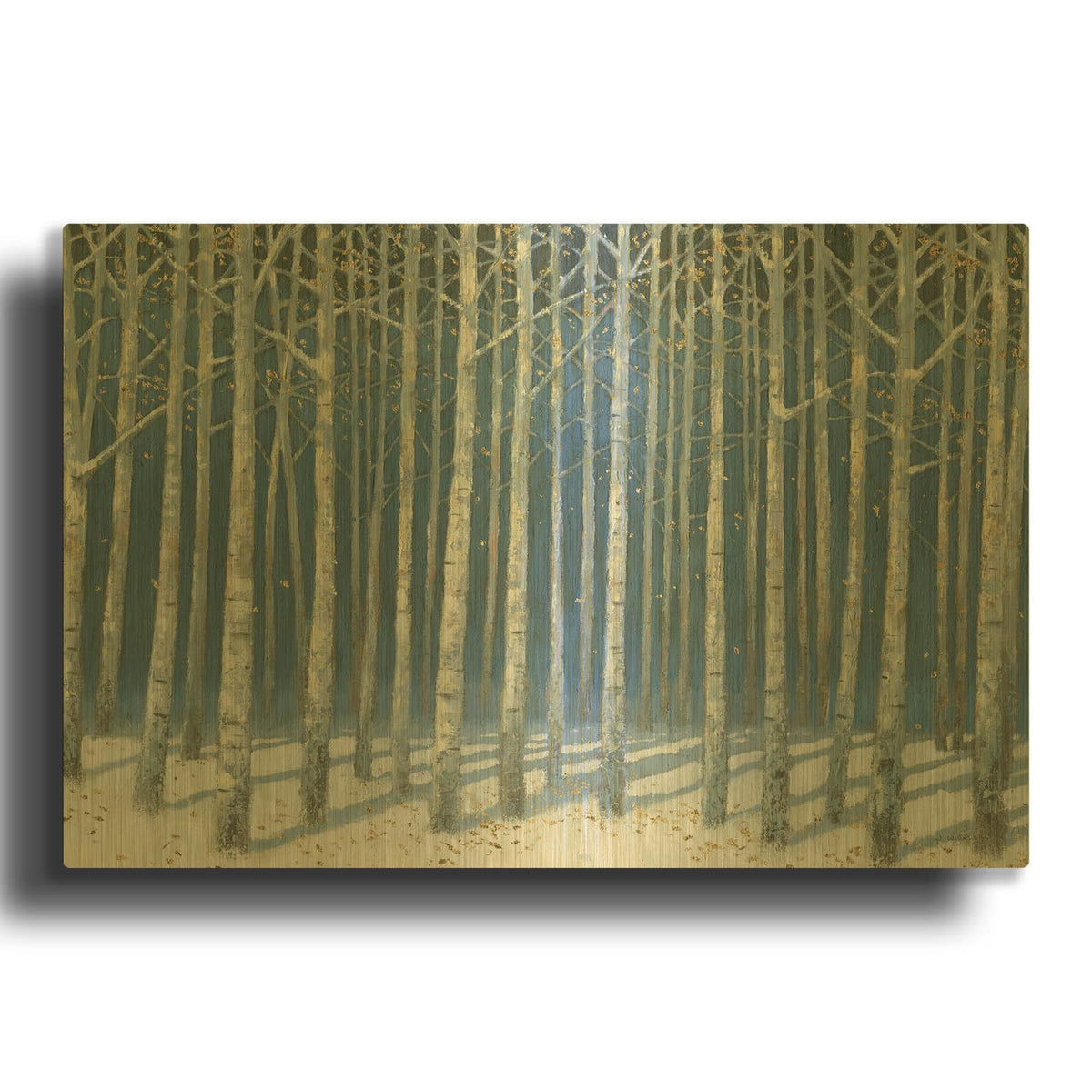 'Shimmering Birches C' By James Wiens Gold Metal Wall Art
