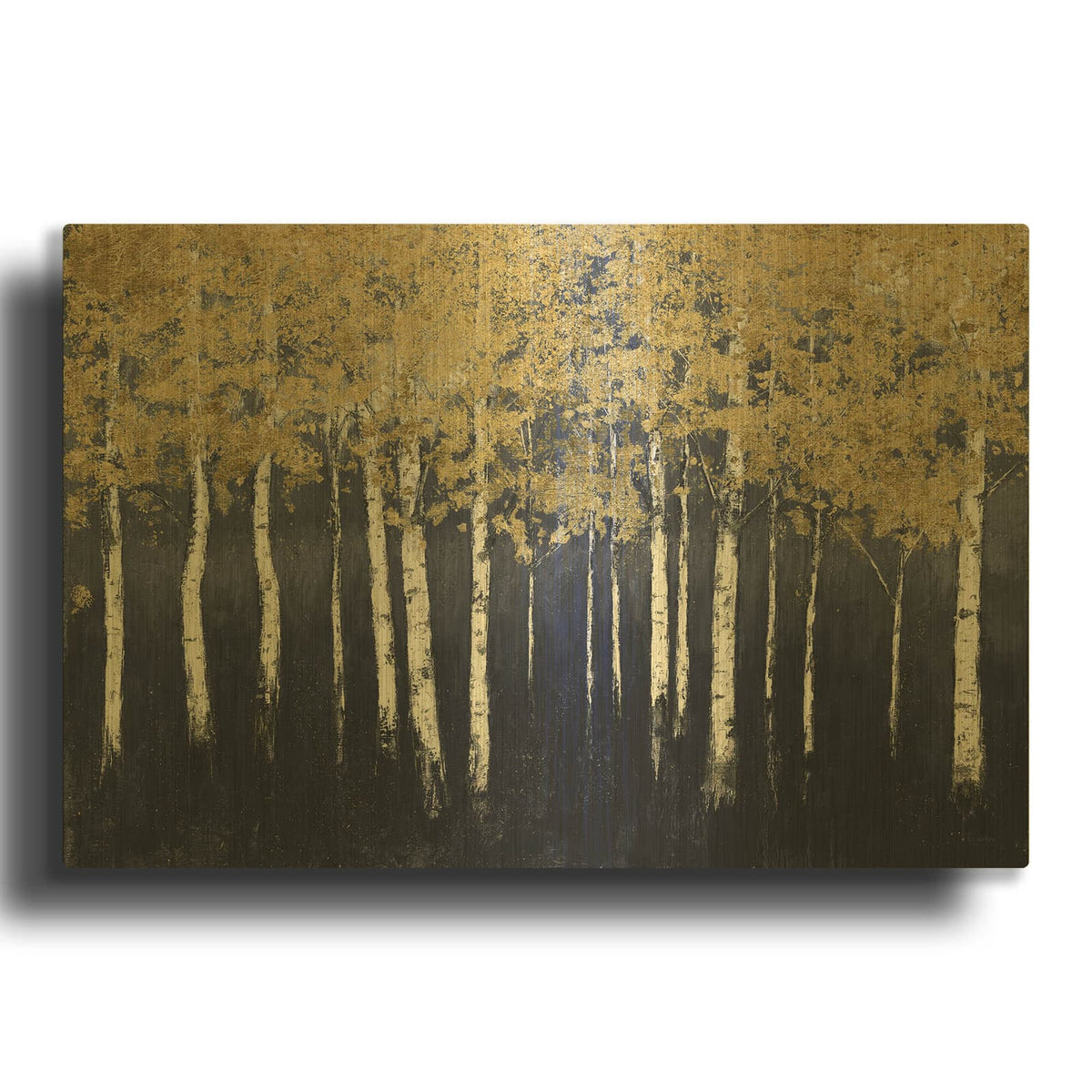 'Shimmering Forest Indigo' By James Wiens Gold Metal Wall Art
