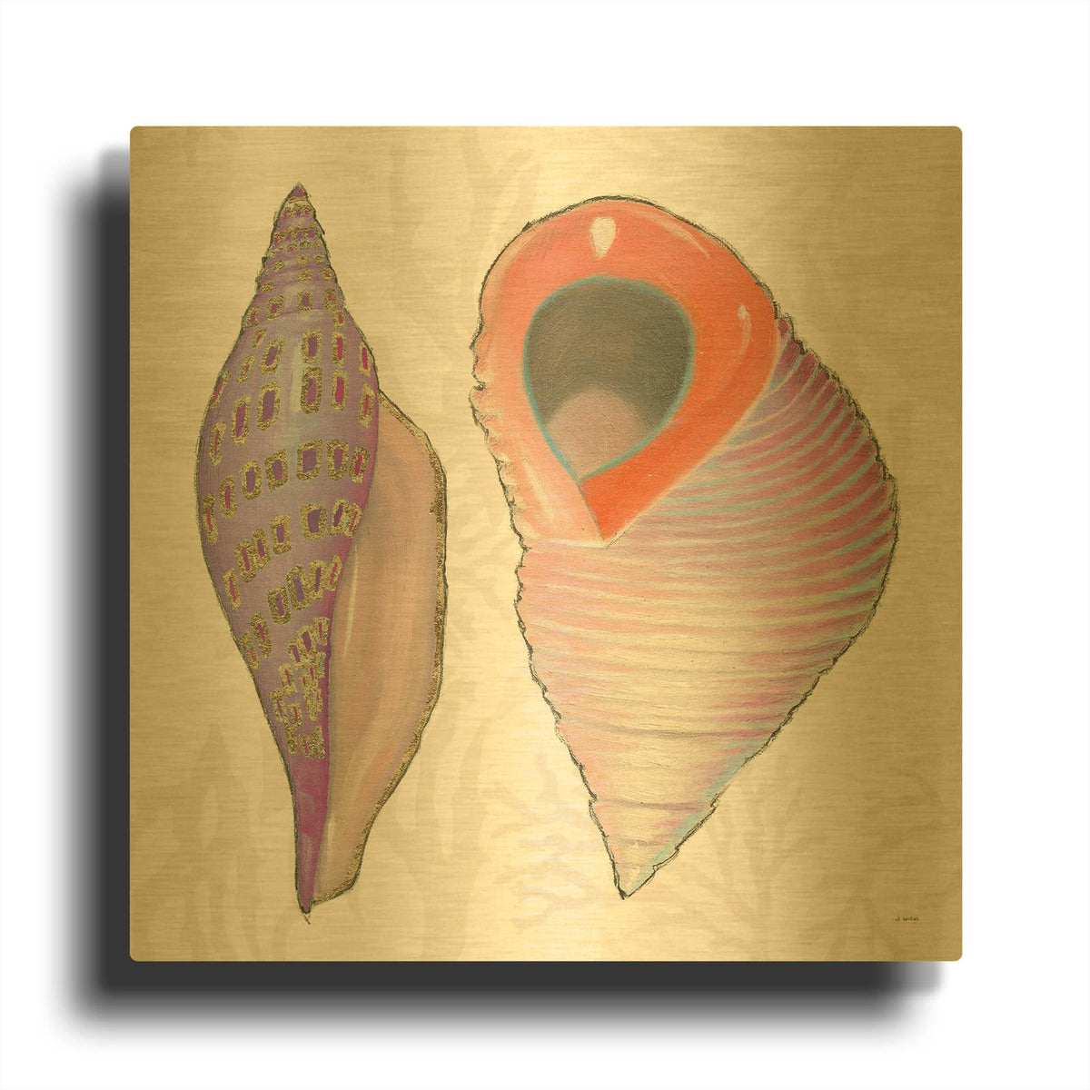 'Shimmering Shells 10' By James Wiens Gold Metal Wall Art