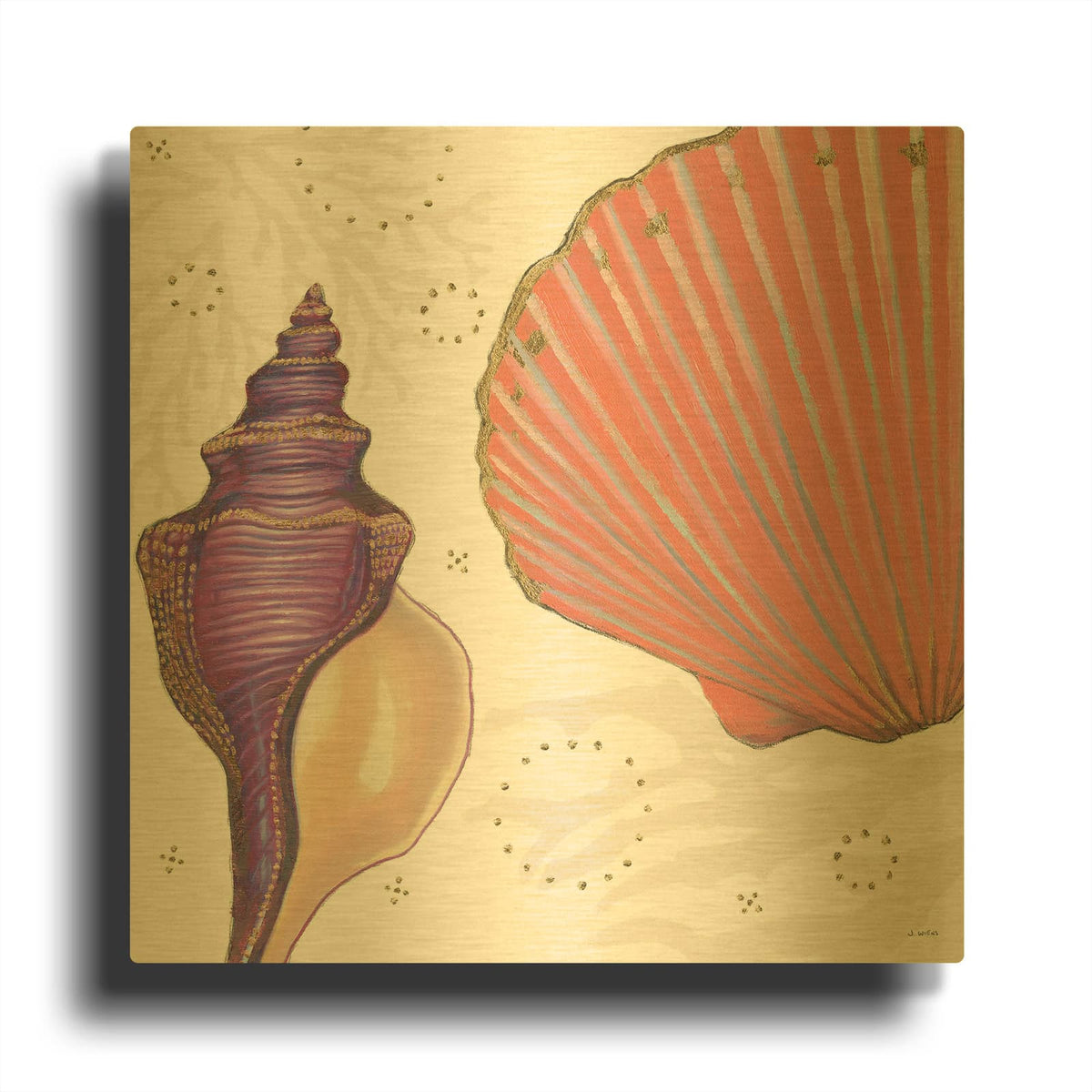 'Shimmering Shells 1' By James Wiens Gold Metal Wall Art