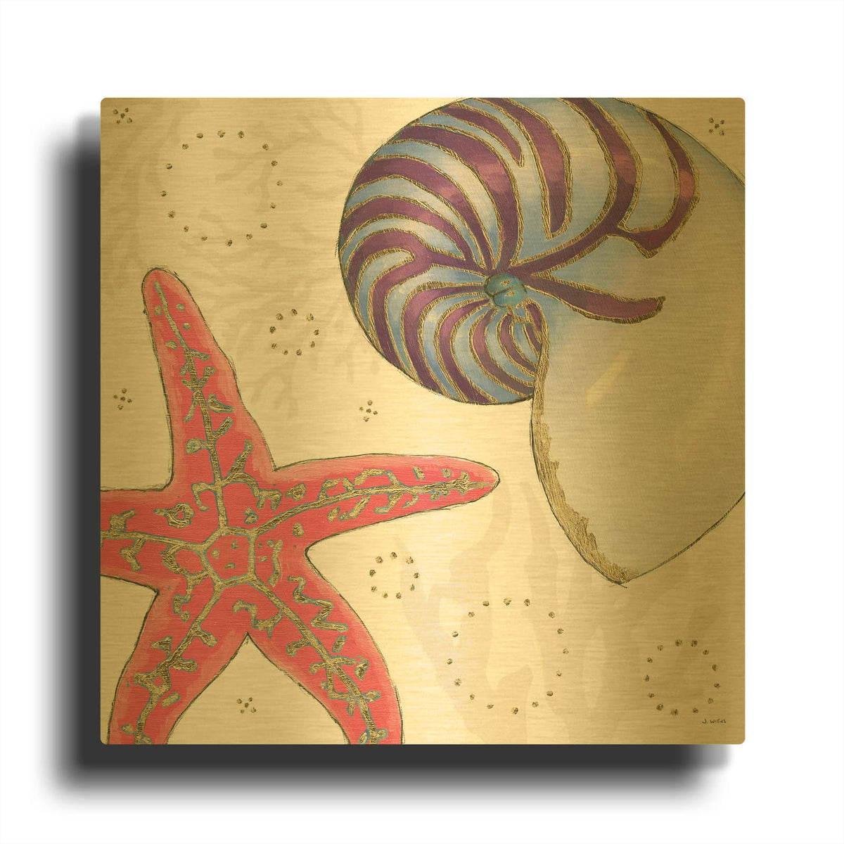 'Shimmering Shells 2' By James Wiens Gold Metal Wall Art
