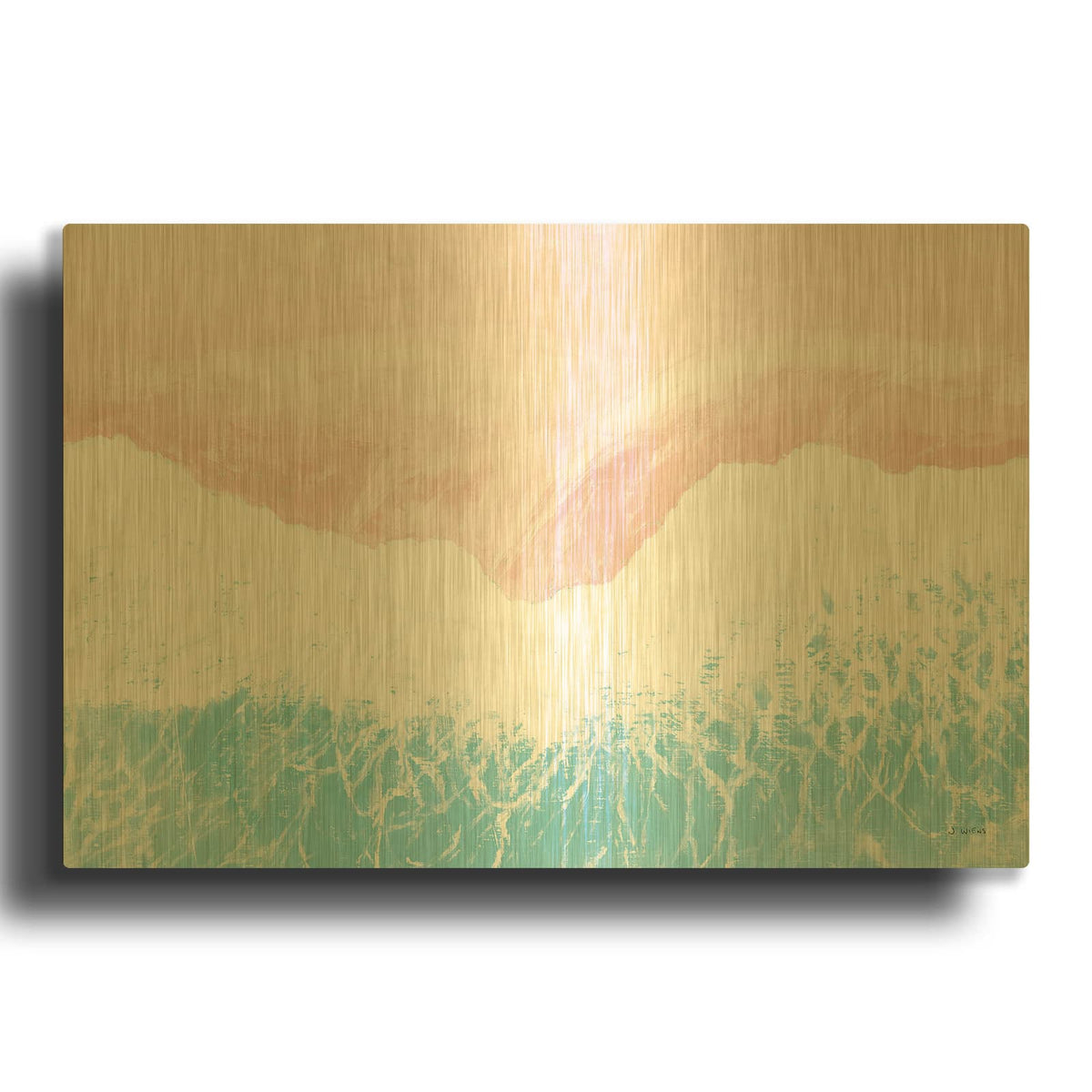 'Sky Seaview 2 No Umbrellas' By James Wiens Gold Metal Wall Art