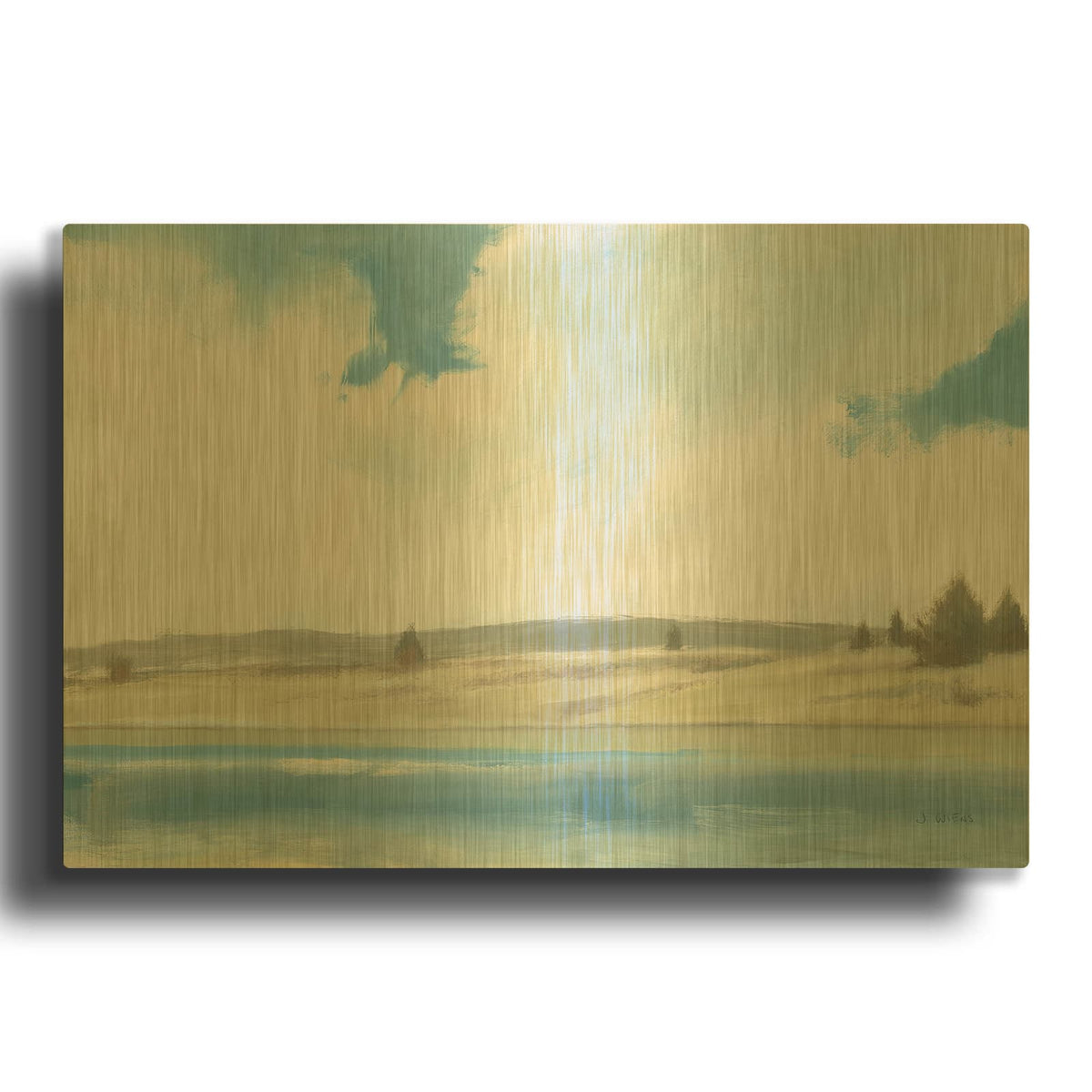 'Tranquil Landscape' By James Wiens Gold Metal Wall Art