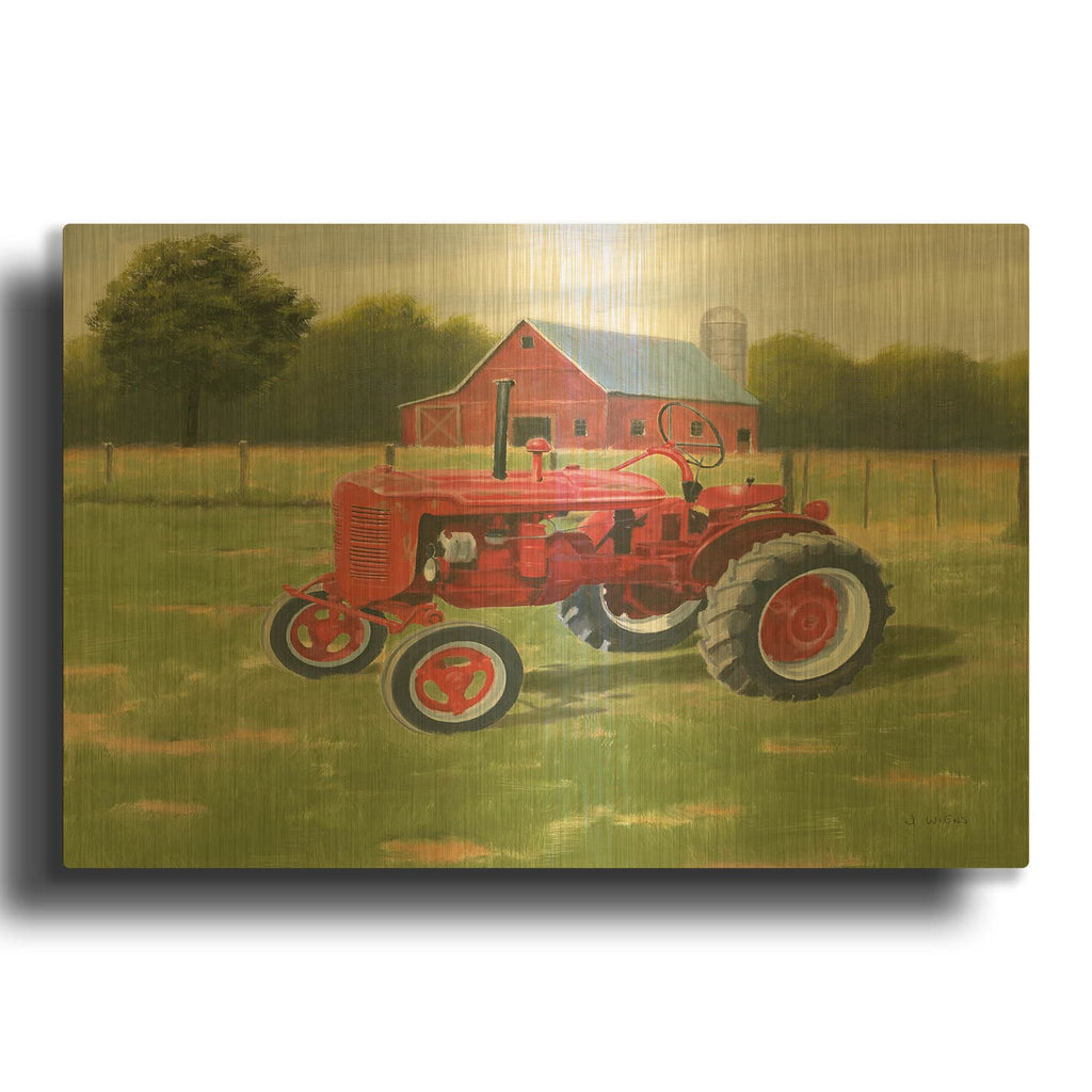 'Vintage Tractor' By James Wiens Gold Metal Wall Art