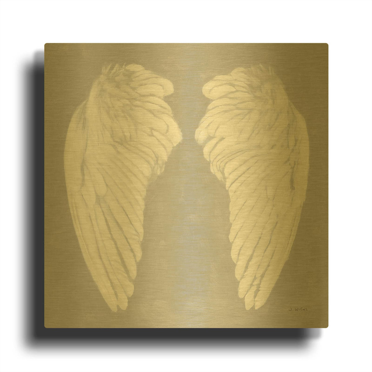 'Wings 1 On Gray Flipped' By James Wiens Gold Metal Wall Art
