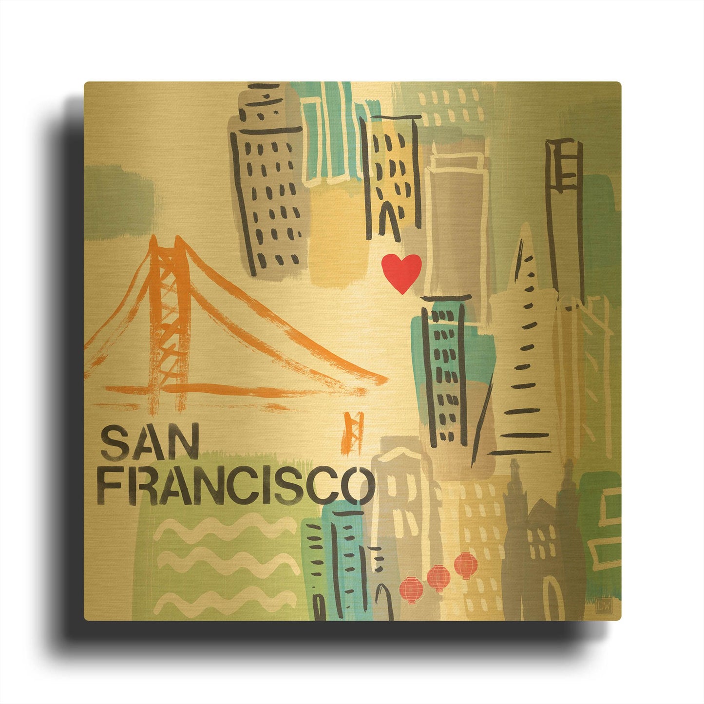 'San Francisco' By Linda Woods Gold Metal Wall Art