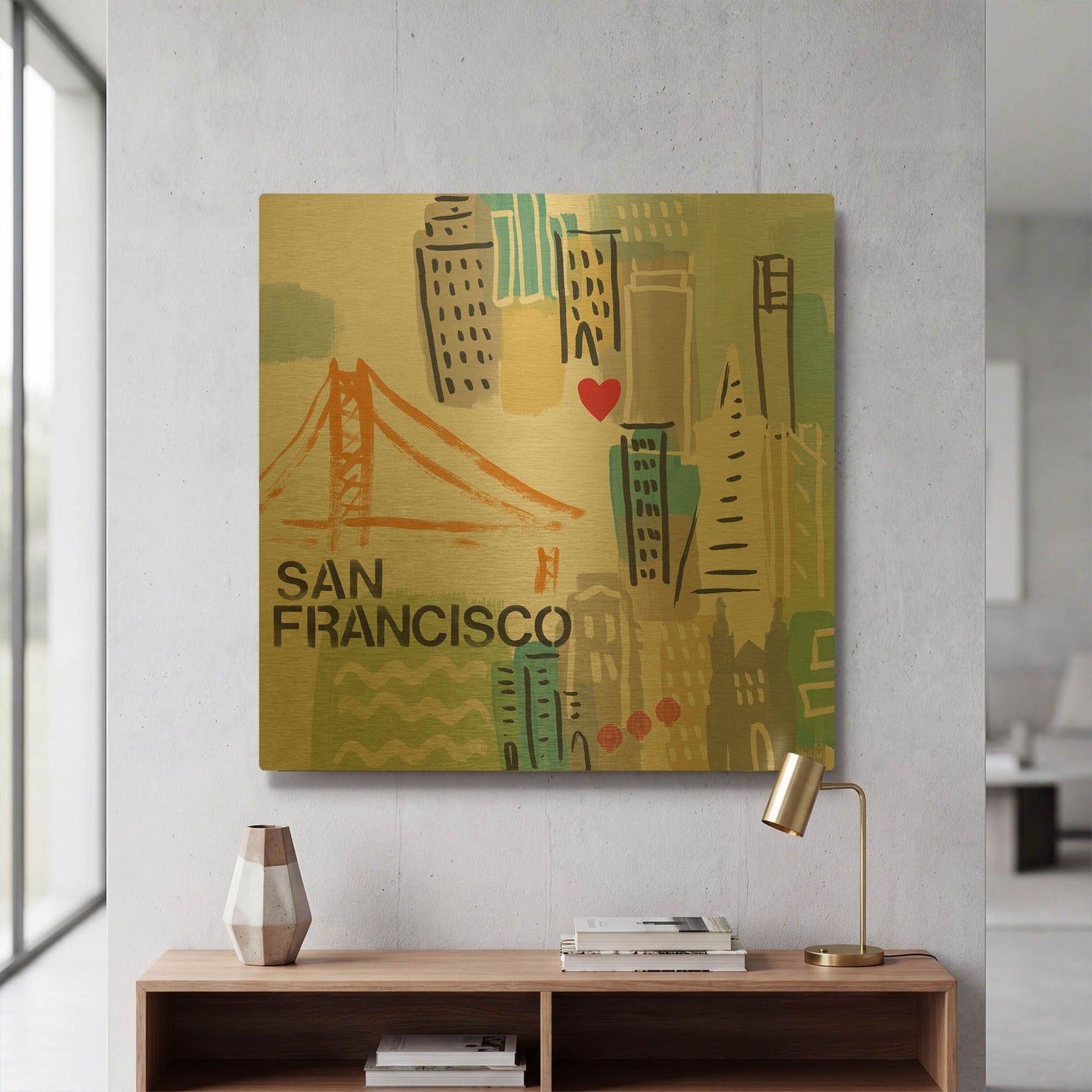 'San Francisco' By Linda Woods Gold Metal Wall Art