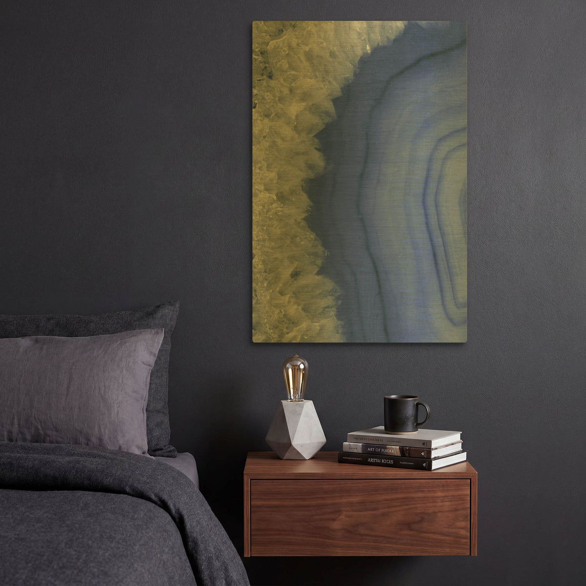 'Agate Geode 1 Navy' By Wild Apple Portfolio Gold Metal Wall Art