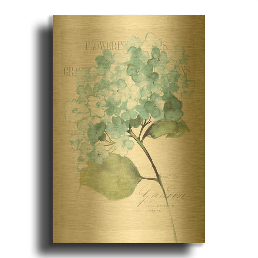 'Antique Floral 1 Blue Vintage' By Wild Apple Portfolio Gold Metal Wall Art