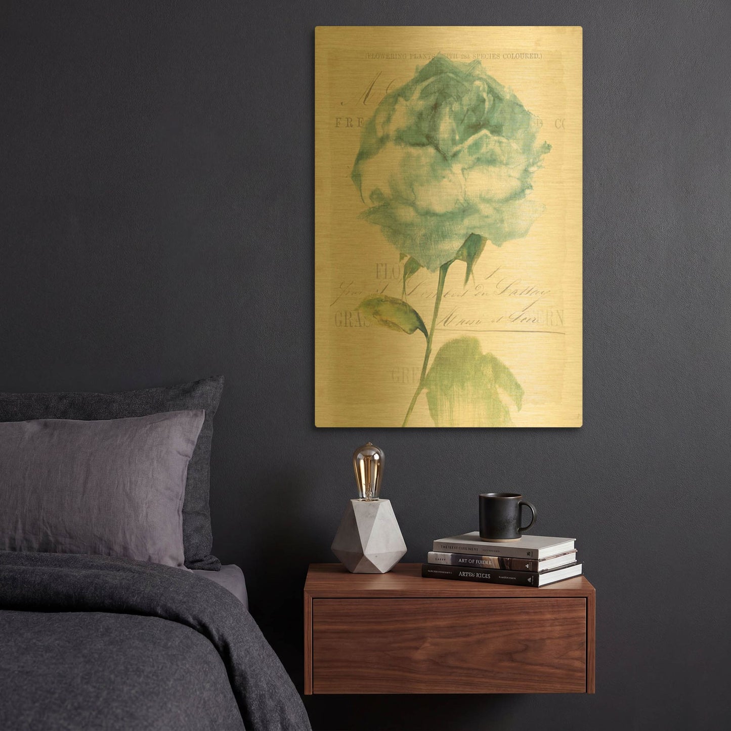 'Antique Floral 2 Blue Vintage' By Wild Apple Portfolio Gold Metal Wall Art