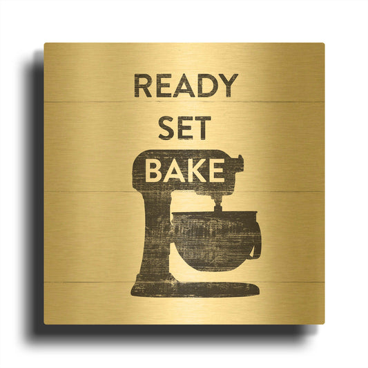 'Bake 2 Farmhouse' By Wild Apple Portfolio Gold Metal Wall Art