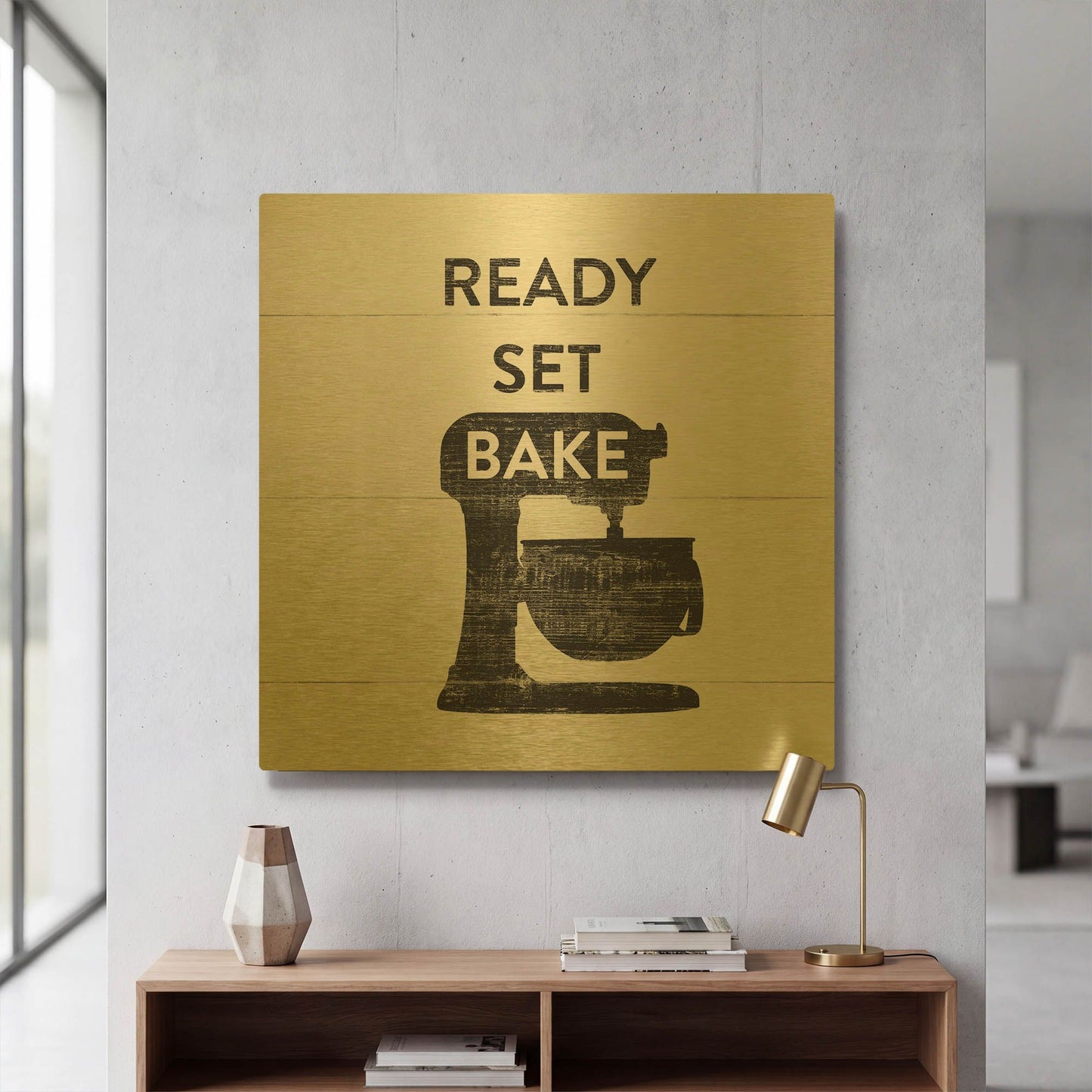 'Bake 2 Farmhouse' By Wild Apple Portfolio Gold Metal Wall Art