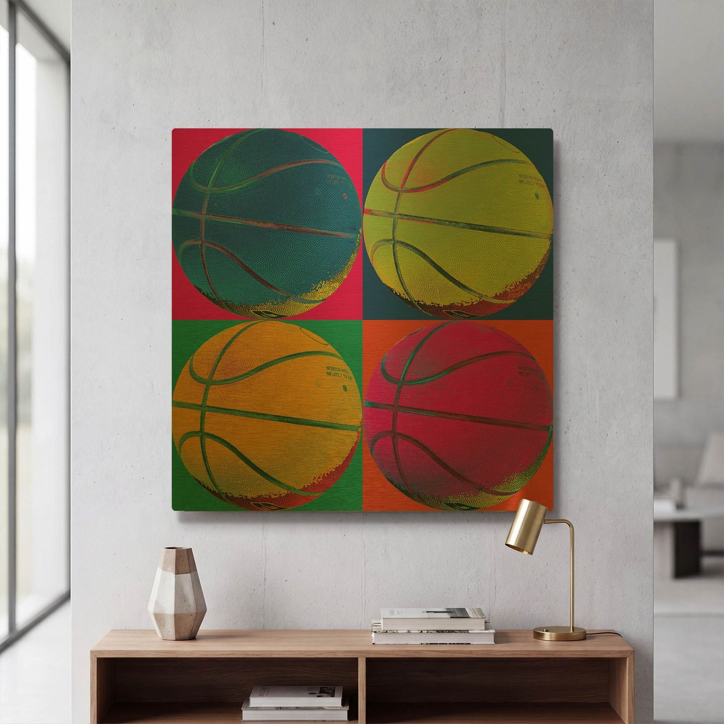 'Ball Four Basketball' By Wild Apple Portfolio Gold Metal Wall Art