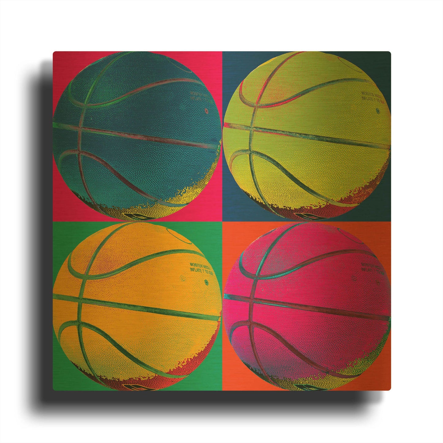 'Ball Four Basketball' By Wild Apple Portfolio Gold Metal Wall Art