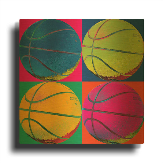 'Ball Four Basketball' By Wild Apple Portfolio Gold Metal Wall Art