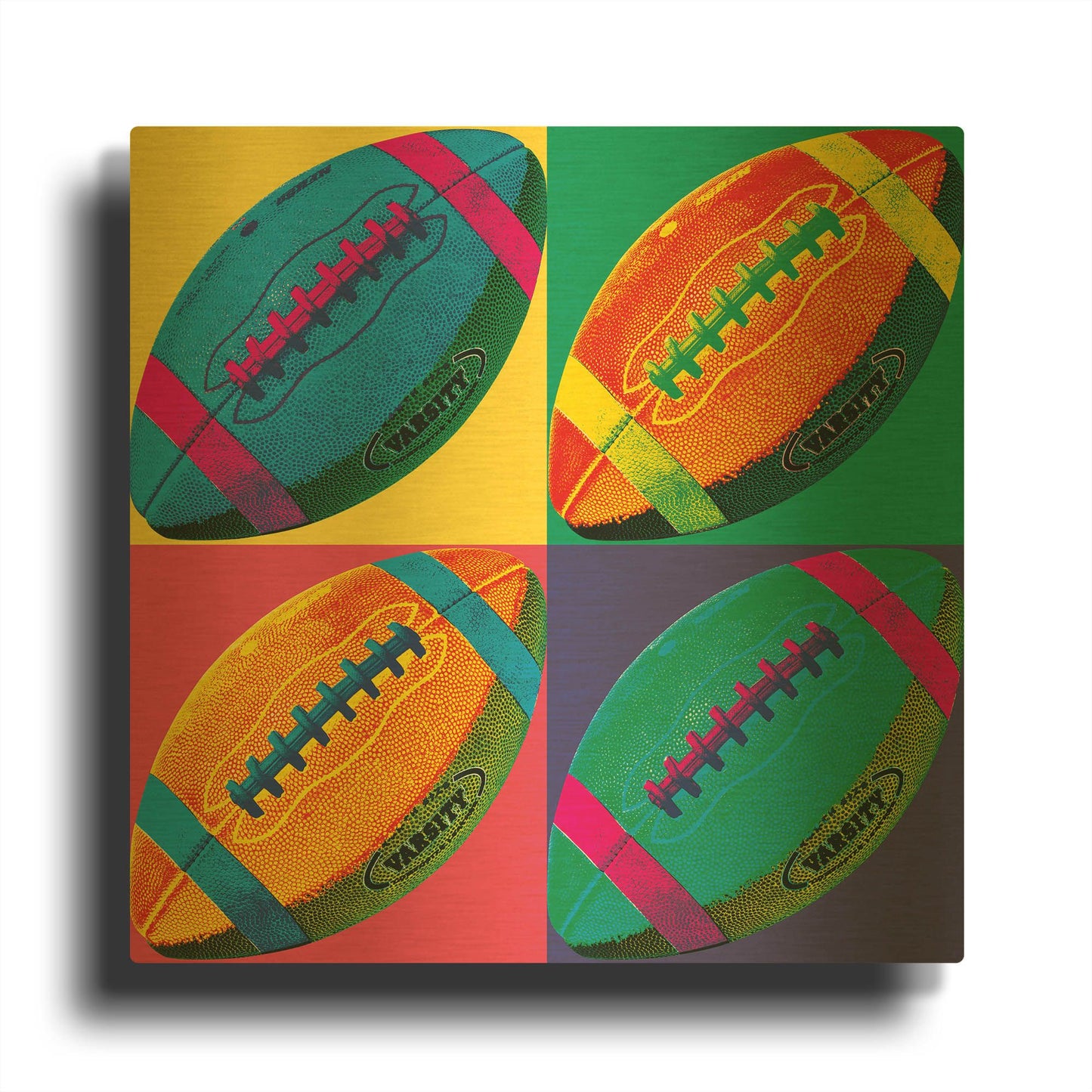 'Ball Four Football' By Wild Apple Portfolio Gold Metal Wall Art
