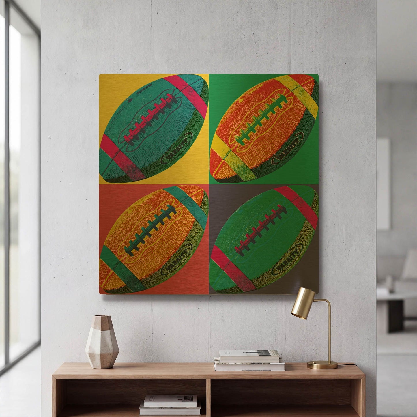 'Ball Four Football' By Wild Apple Portfolio Gold Metal Wall Art