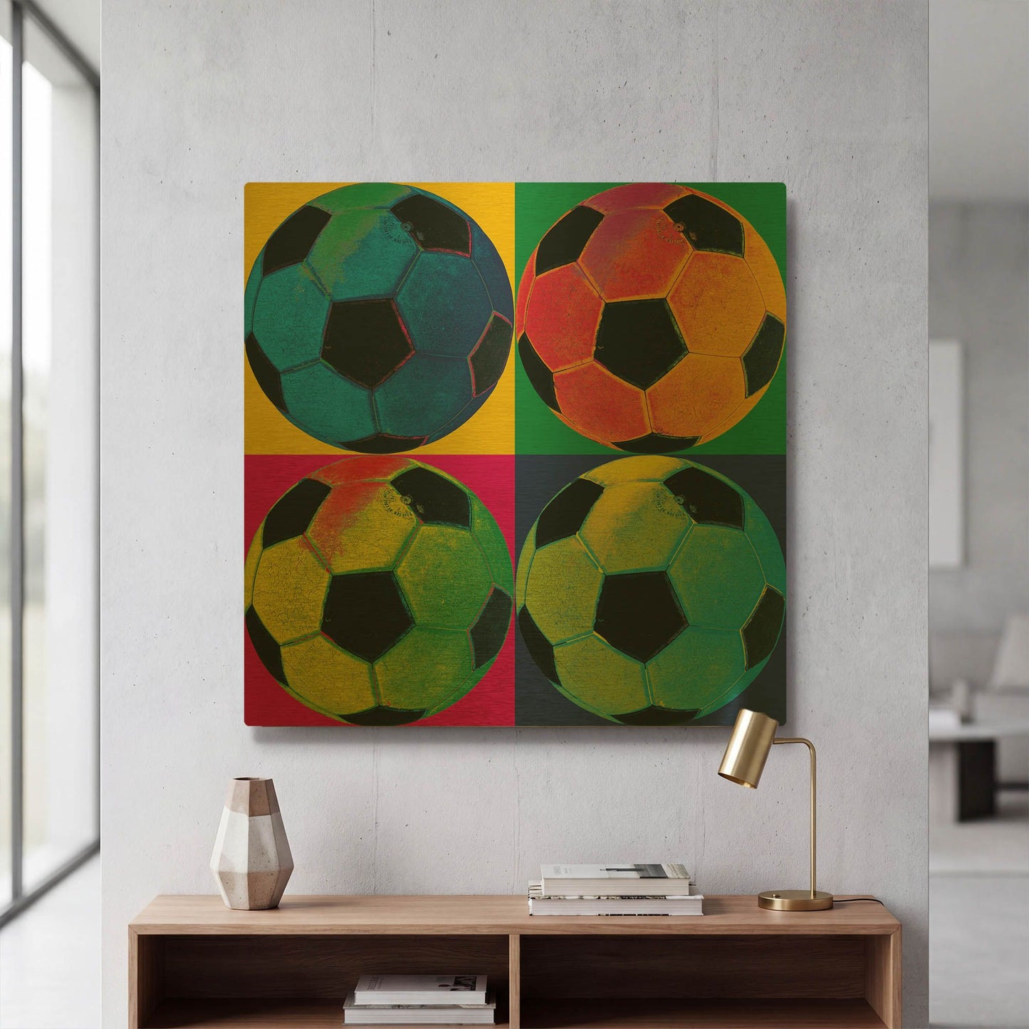 'Ball Four Soccer' By Wild Apple Portfolio Gold Metal Wall Art