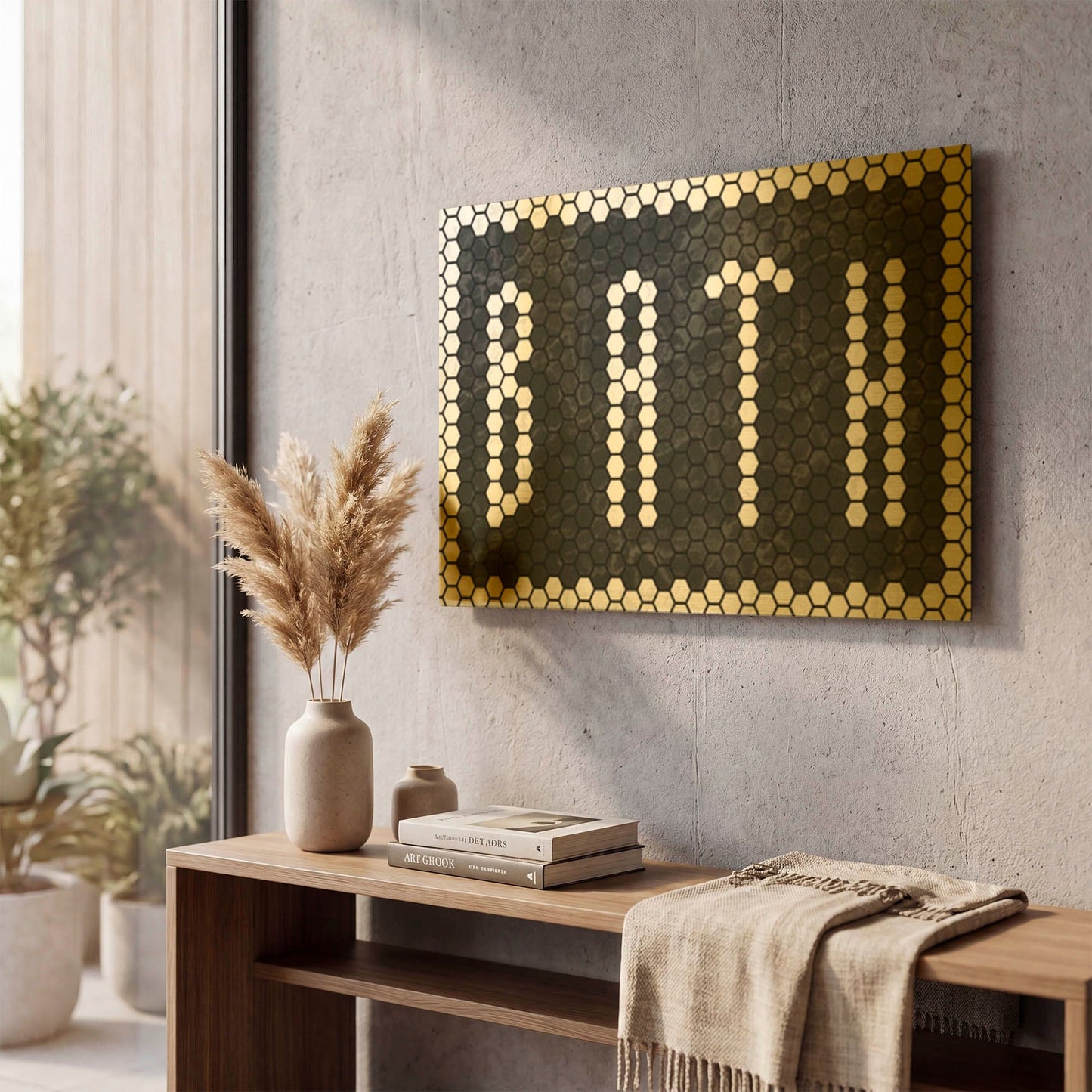 'Bath Tiles Inverted' By Wild Apple Portfolio Gold Metal Wall Art