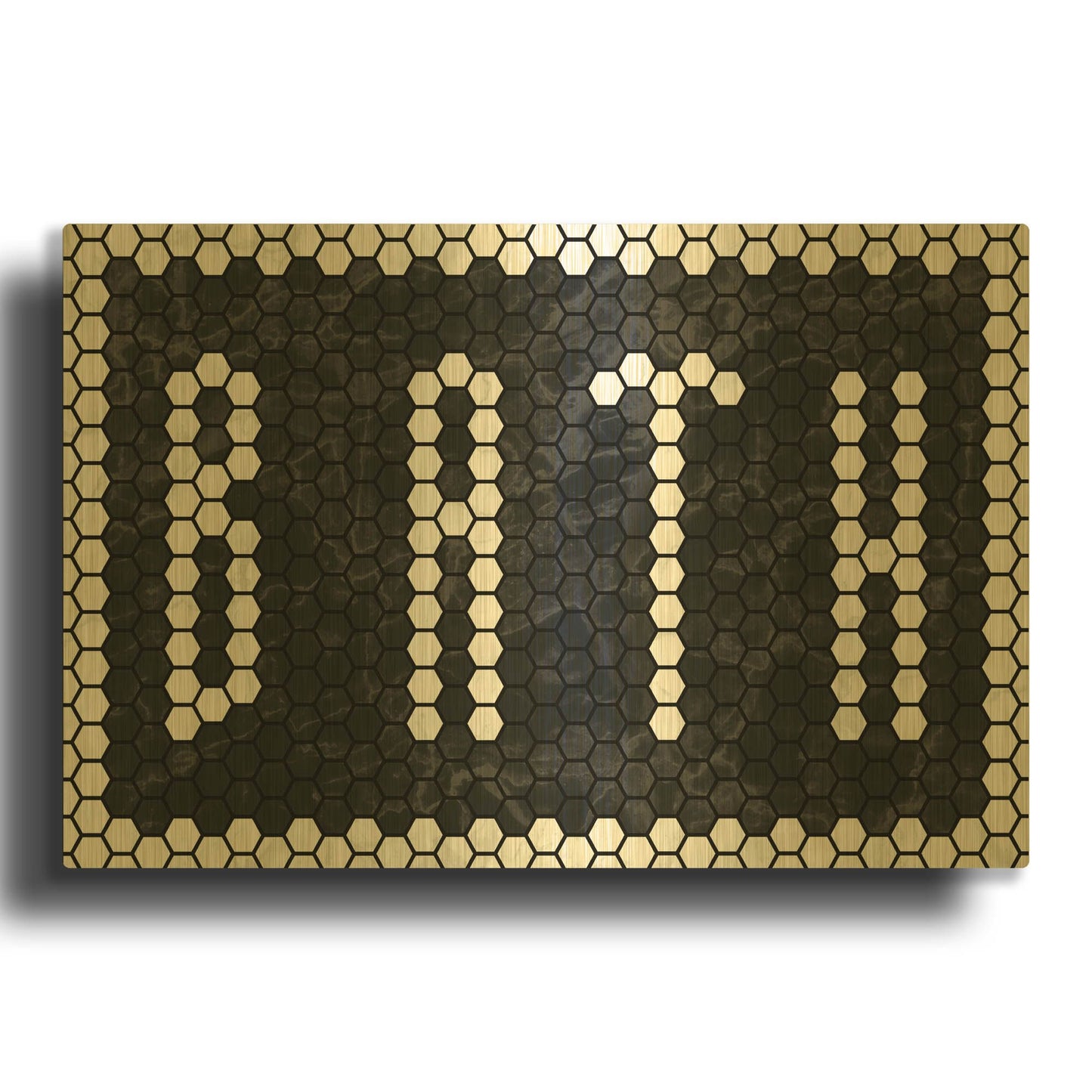 'Bath Tiles Inverted' By Wild Apple Portfolio Gold Metal Wall Art