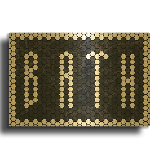 'Bath Tiles Inverted' By Wild Apple Portfolio Gold Metal Wall Art