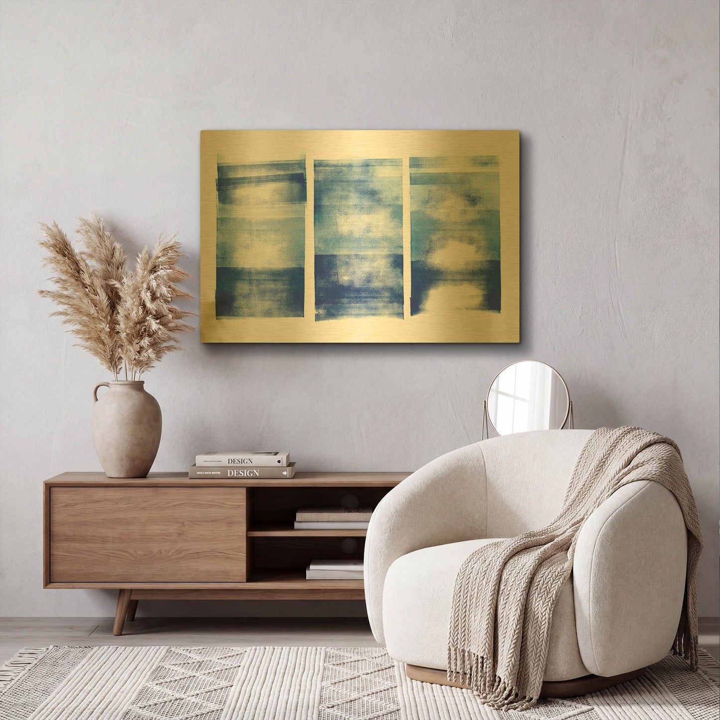 'Blue Geometric Abstract 1' By Wild Apple Portfolio Gold Metal Wall Art