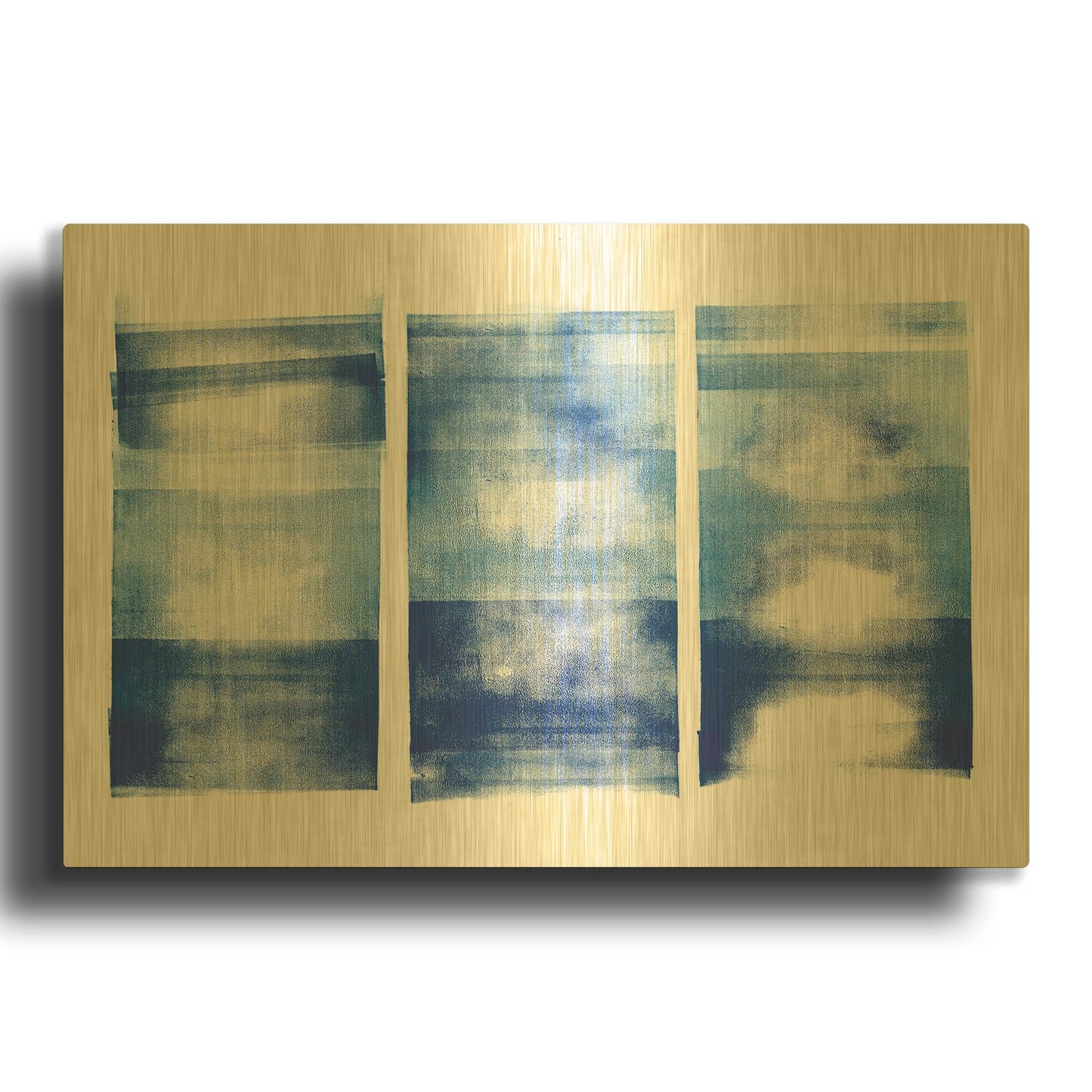 'Blue Geometric Abstract 1' By Wild Apple Portfolio Gold Metal Wall Art