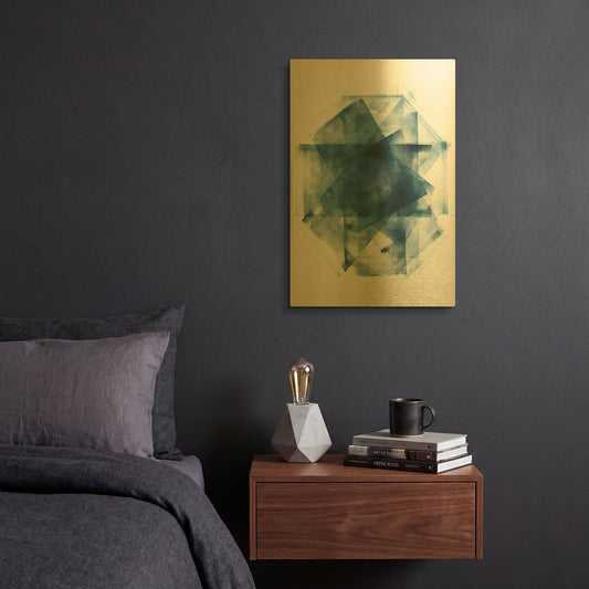 'Blue Geometric Abstract 2' By Wild Apple Portfolio Gold Metal Wall Art