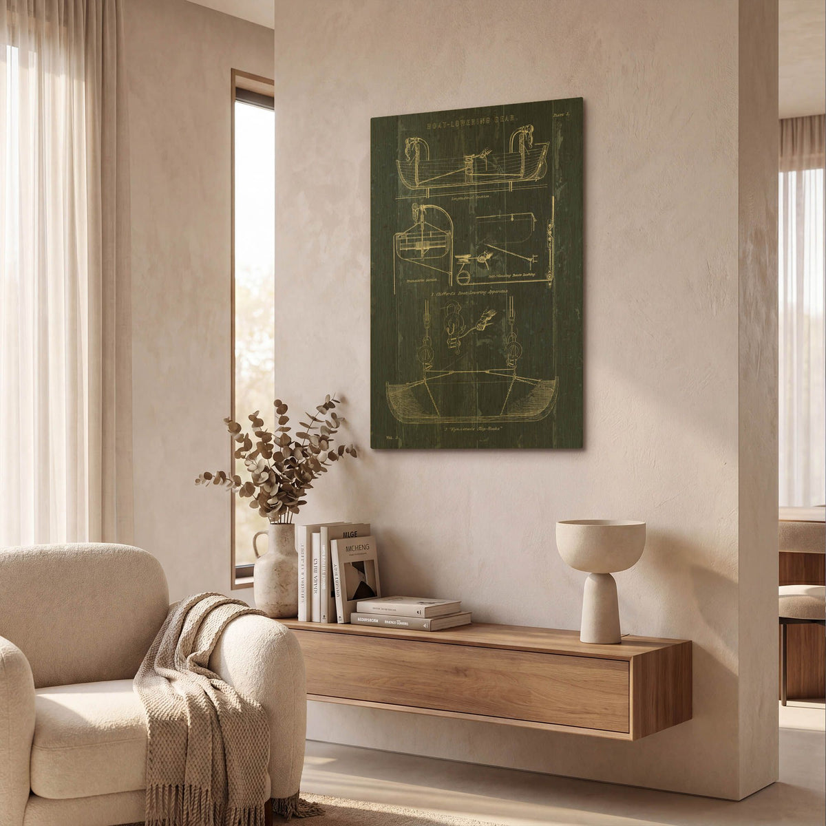 'Boat Launching Blueprint 1' By Wild Apple Portfolio Gold Metal Wall Art