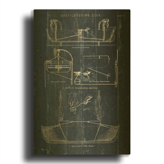 'Boat Launching Blueprint 1' By Wild Apple Portfolio Gold Metal Wall Art