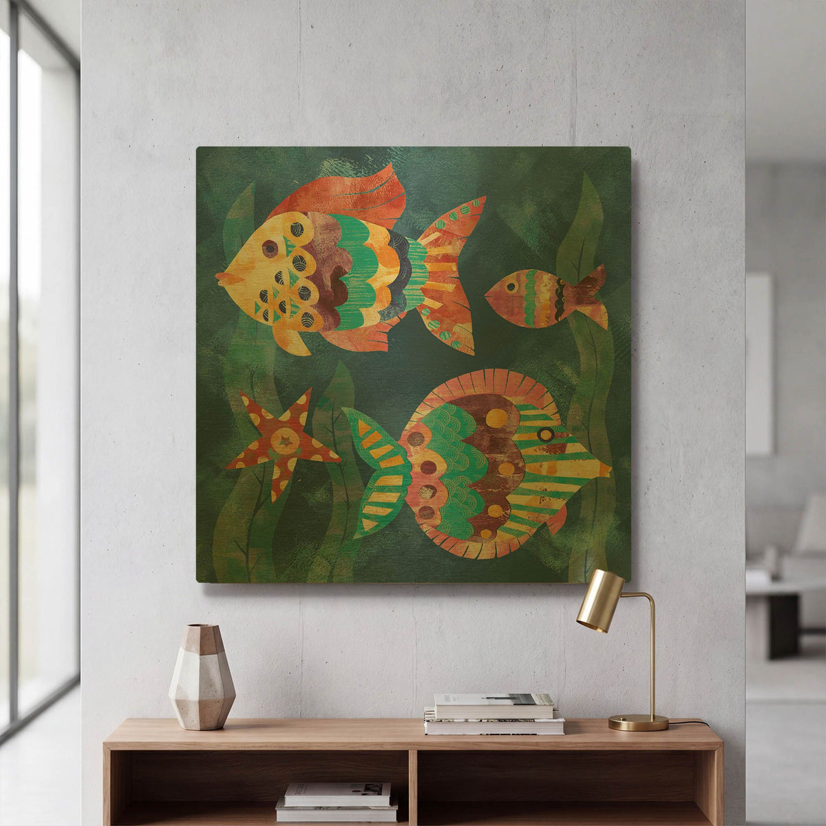 'Boho Reef Fish 2' By Wild Apple Portfolio Gold Metal Wall Art