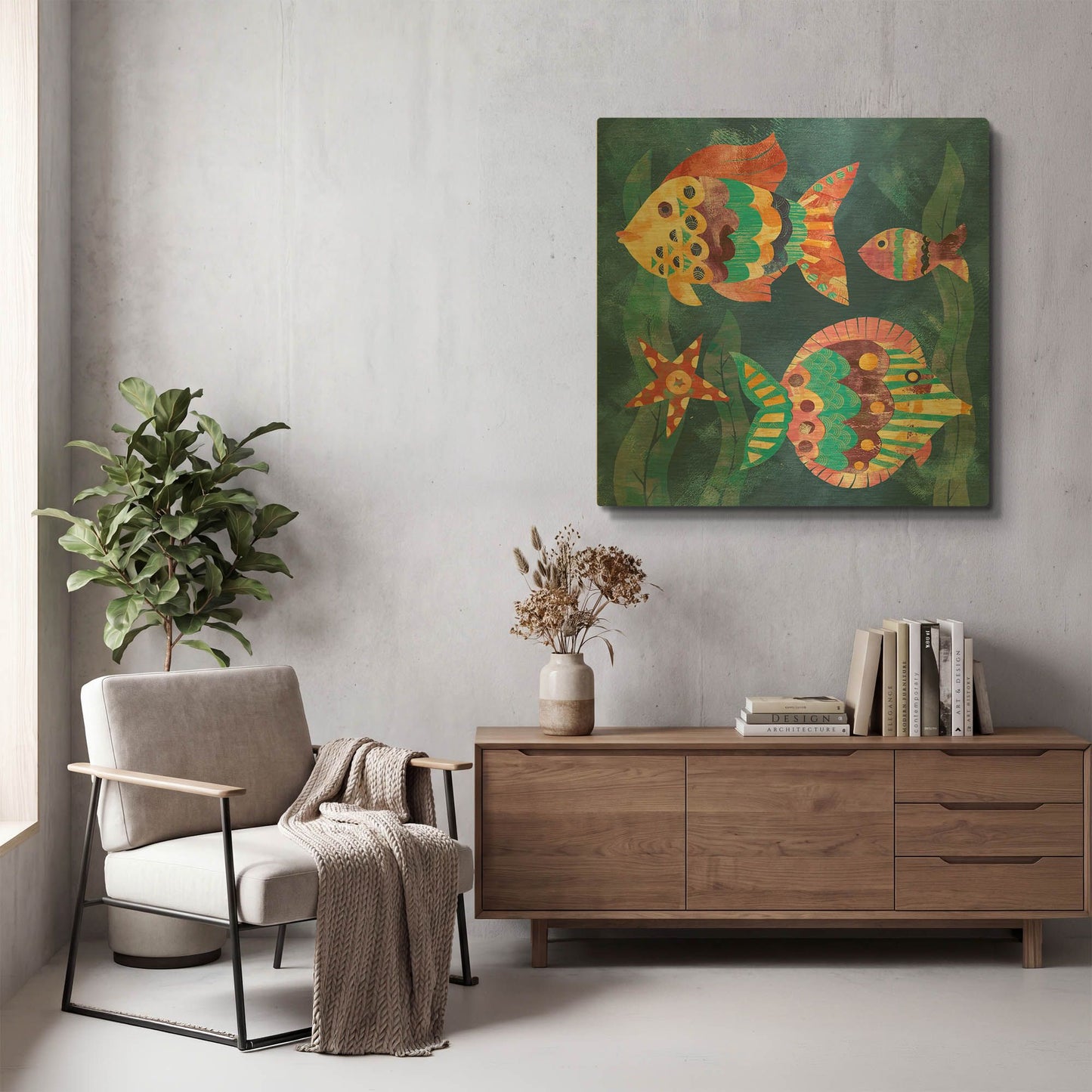 'Boho Reef Fish 2' By Wild Apple Portfolio Gold Metal Wall Art