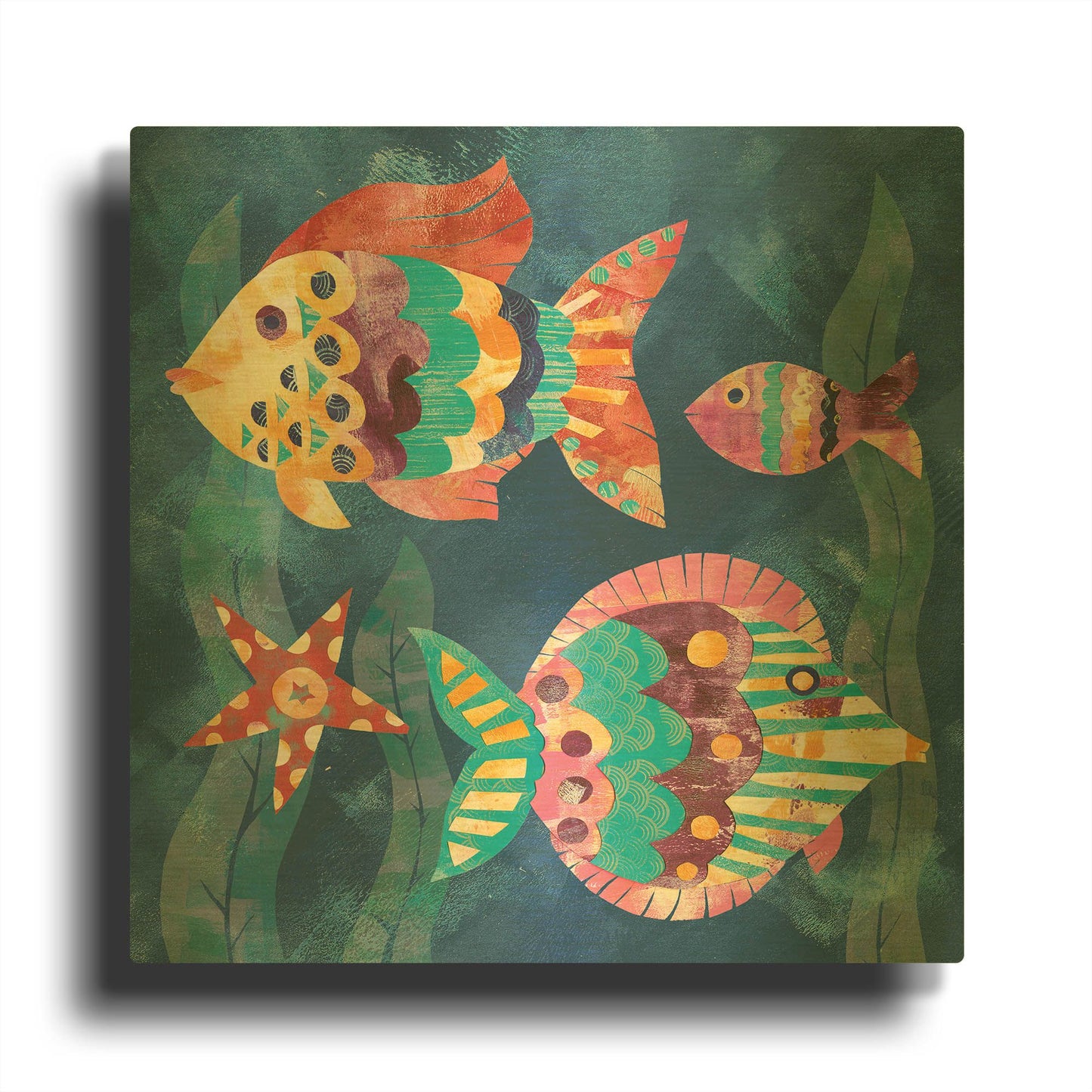'Boho Reef Fish 2' By Wild Apple Portfolio Gold Metal Wall Art