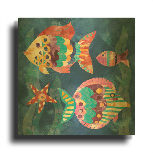 'Boho Reef Fish 2' By Wild Apple Portfolio Gold Metal Wall Art