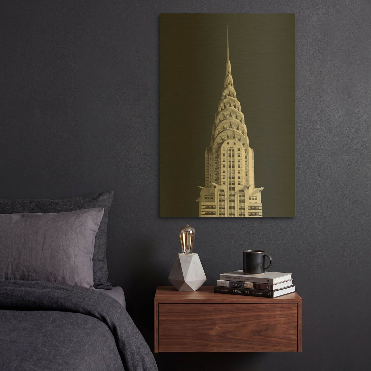 'Chrysler Building on Black' By Wild Apple Portfolio Gold Metal Wall Art