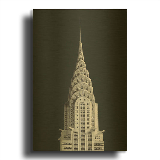 'Chrysler Building on Black' By Wild Apple Portfolio Gold Metal Wall Art
