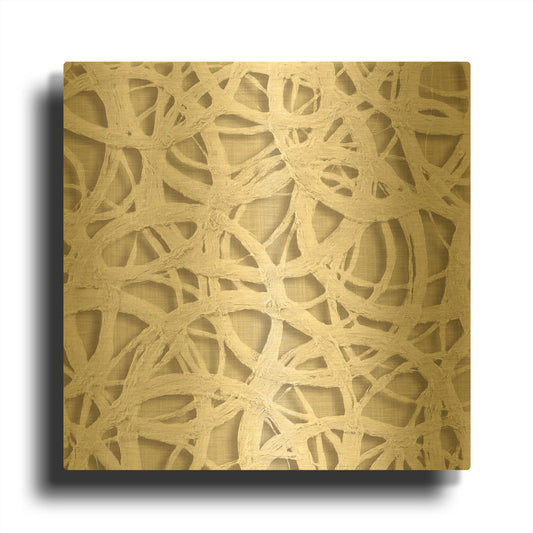 'Endless Circles Front Linen' By Wild Apple Portfolio Gold Metal Wall Art