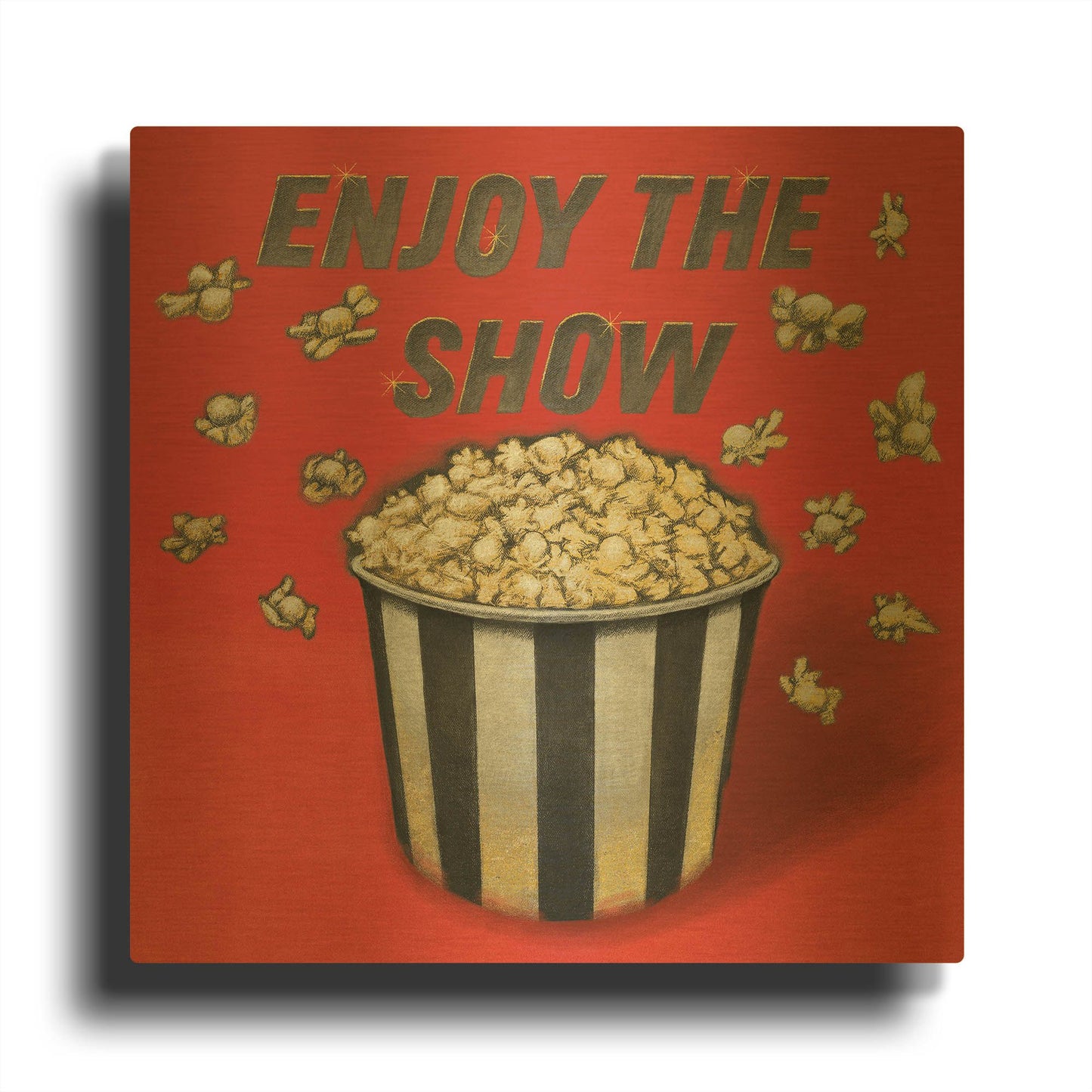 'Enjoy the Show Red' By Wild Apple Portfolio Gold Metal Wall Art