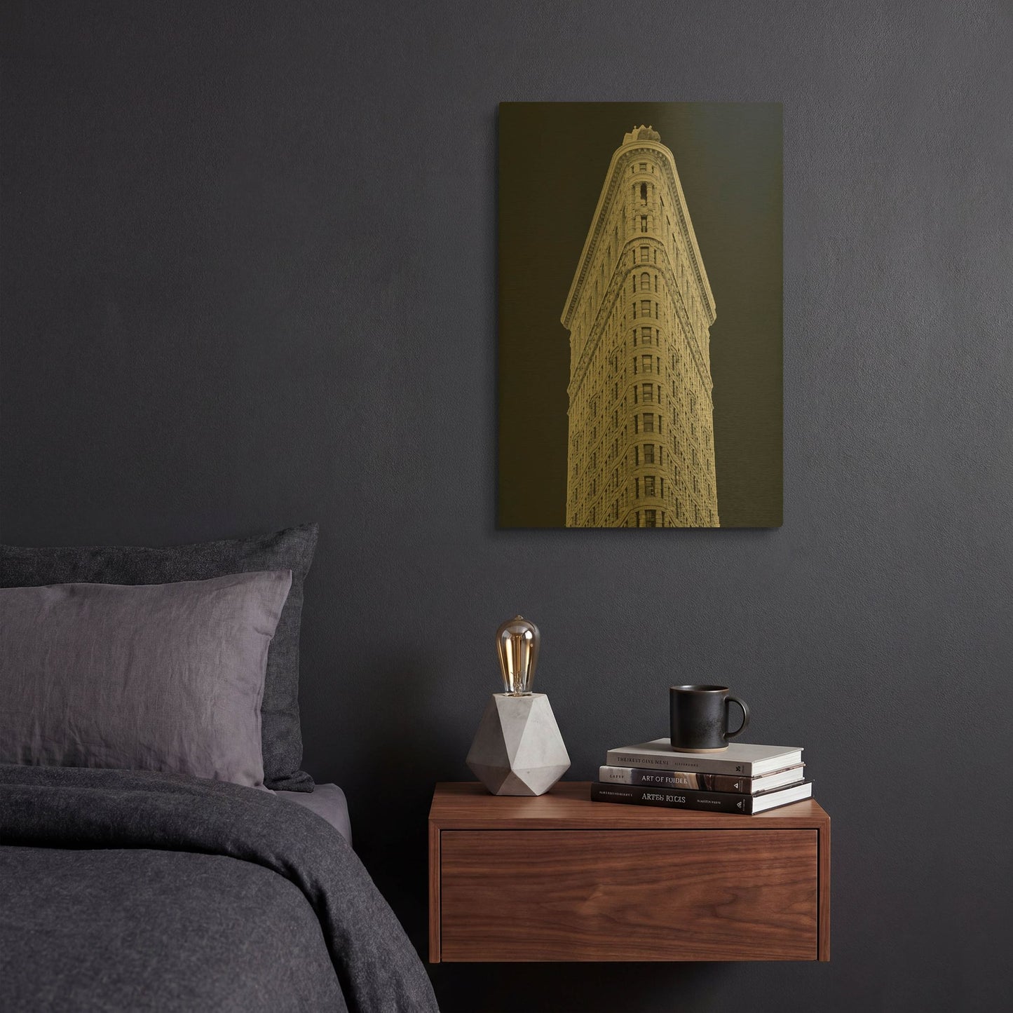 'Flatiron Building on Black' By Wild Apple Portfolio Gold Metal Wall Art