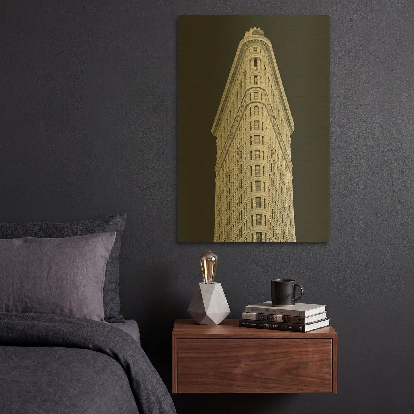 'Flatiron Building on Black' By Wild Apple Portfolio Gold Metal Wall Art