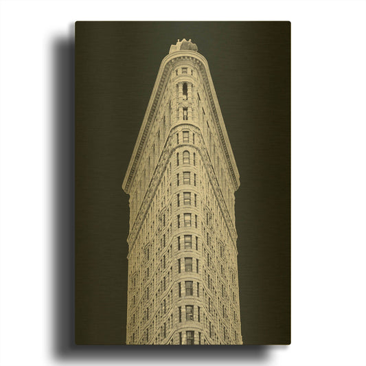 'Flatiron Building on Black' By Wild Apple Portfolio Gold Metal Wall Art