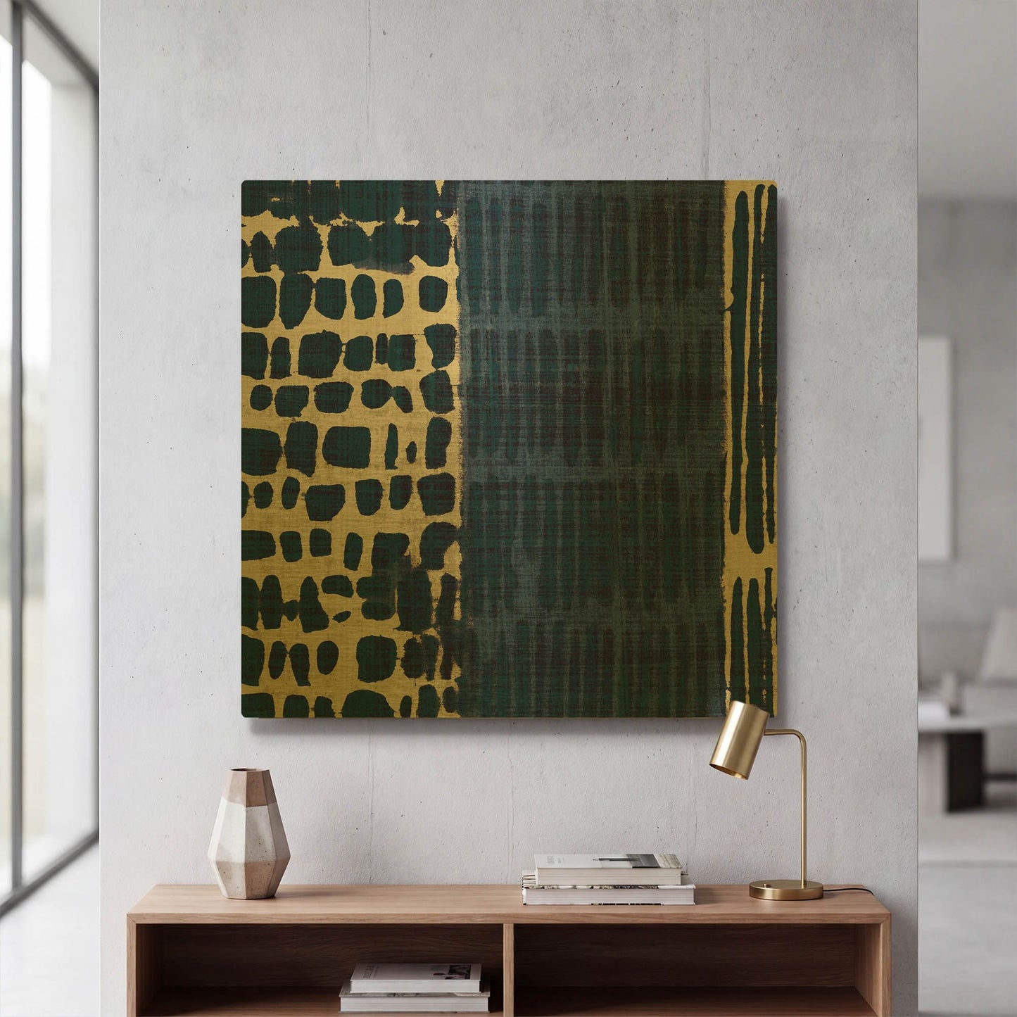 'Indigo Batik 1' By Wild Apple Portfolio Gold Metal Wall Art