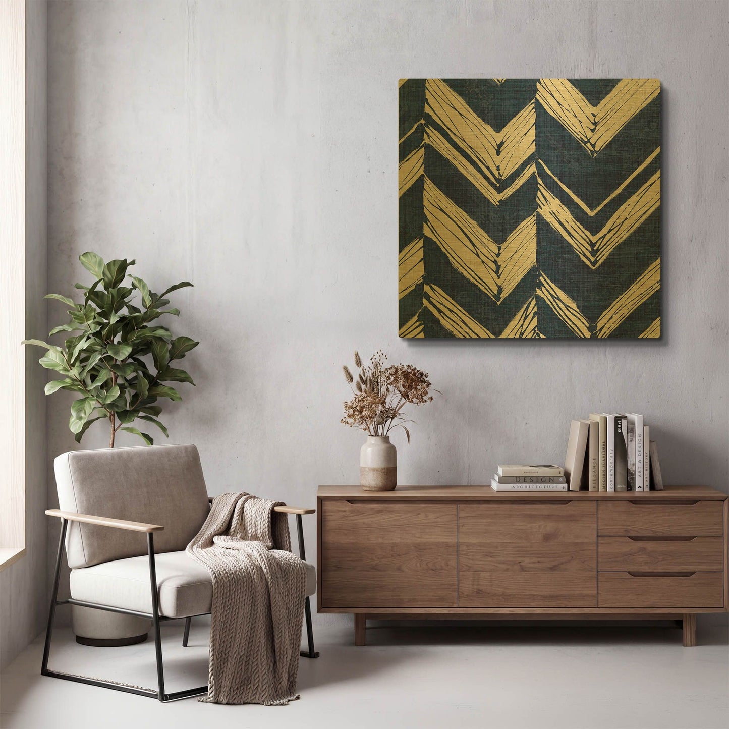 'Indigo Batik 2' By Wild Apple Portfolio Gold Metal Wall Art
