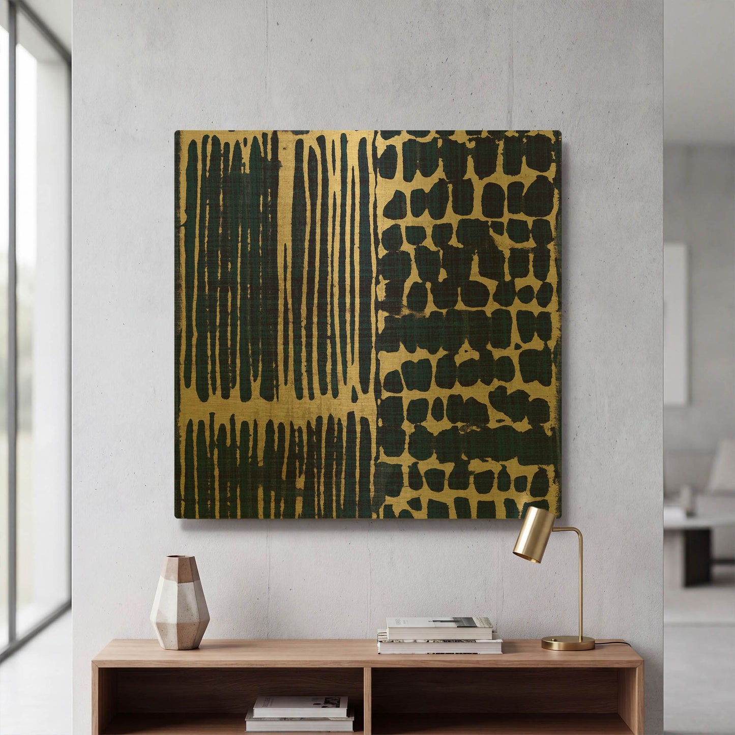 'Indigo Batik 3' By Wild Apple Portfolio Gold Metal Wall Art